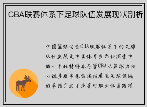 CBA联赛体系下足球队伍发展现状剖析